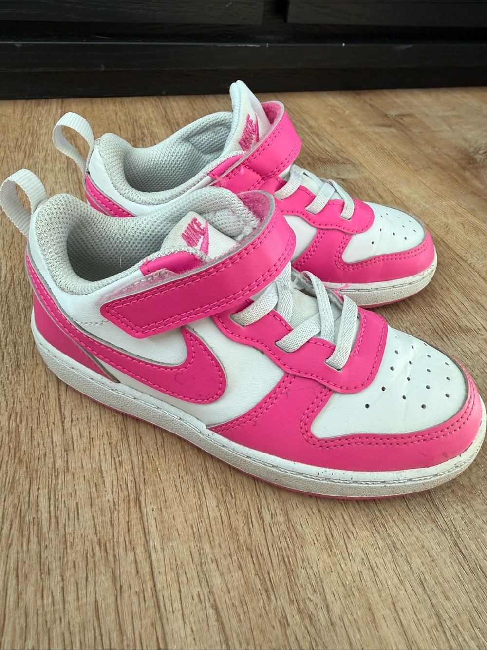 Nike Kids Pink and White Velcro Sneakers